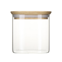 Boîte carrée en verre avec couvercle bambou 800ML PEBBLY