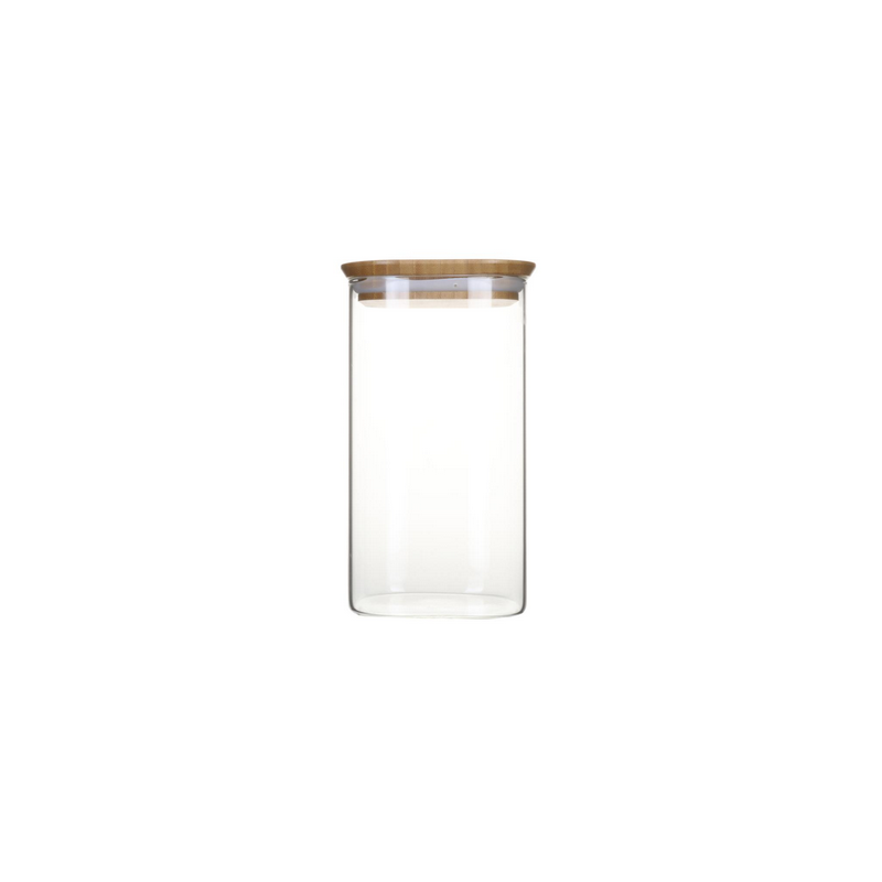 Boîte carrée en verre avec couvercle bambou 1.4L PEBBLY