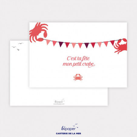 Carte C'est ta fête mon petit crabe