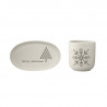 Set cup et plateau de noël flocon+sapin blanc
