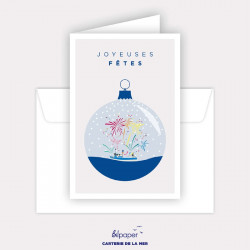 Carte double Joyeuses fêtes + enveloppe