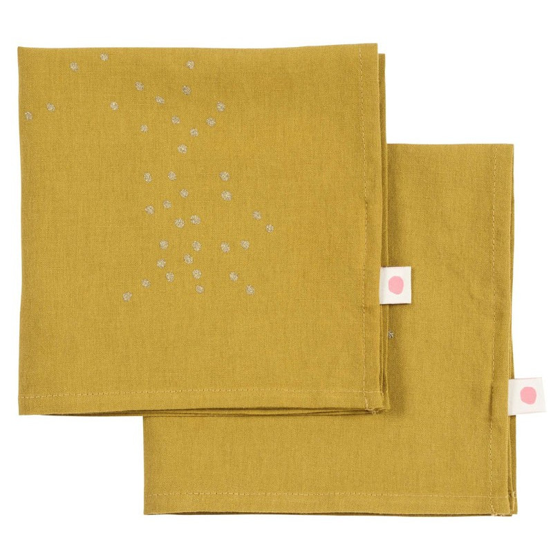 set de 2 serviettes 40*40 lina colombo pluie or