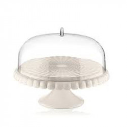 stand à gateau avec cloche Tiffany blanc lait Ø 36xh28 cm