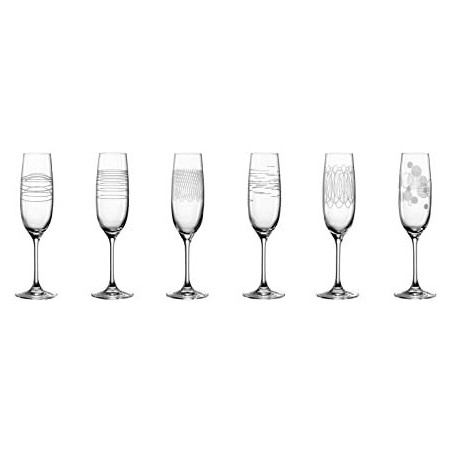 Ensemble de 6 verres à champagne gravés CASELLA