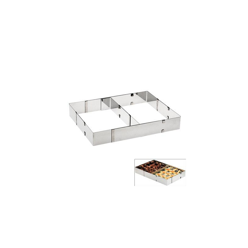 cadre à patisserie reglable 18,5 à 34,5 cm et 27,50 à 52,5 cm * H 5 cm INOX cm *H17CM inox