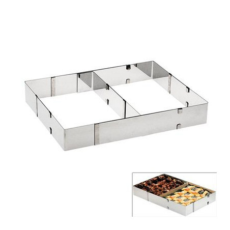 cadre à patisserie reglable 18,5 à 34,5 cm et 27,50 à 52,5 cm * H 5 cm INOX cm *H17CM inox