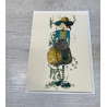 Carte postale double breton coloré et enveloppe