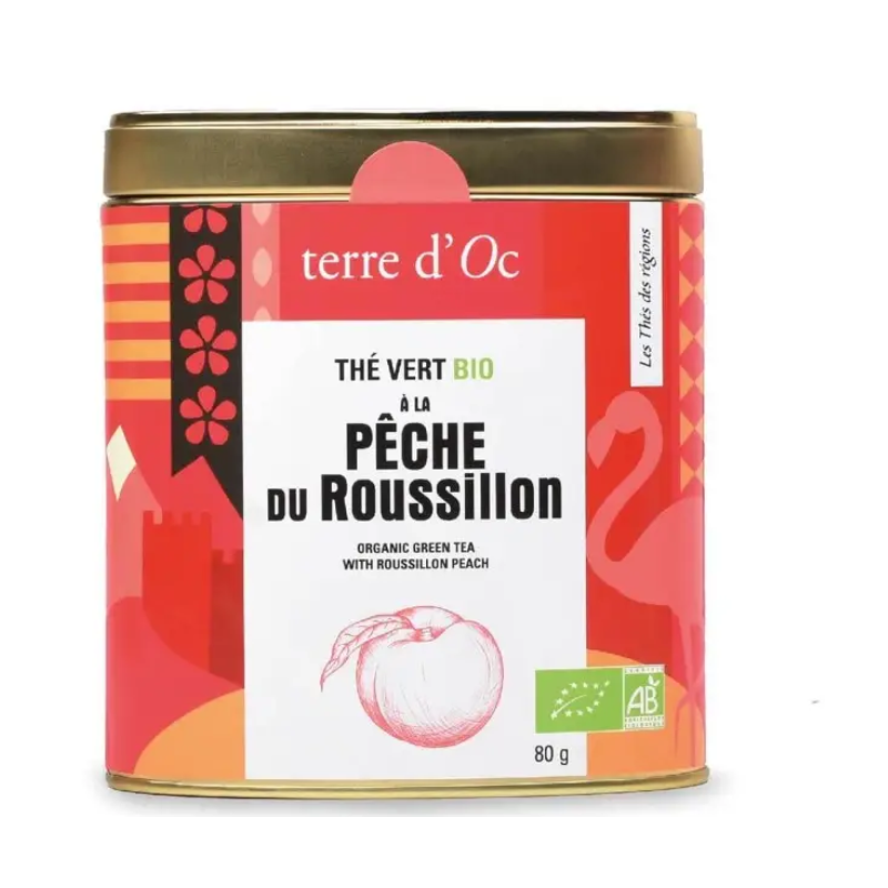 Thé vert pêche 80g Bio - Thé des régions