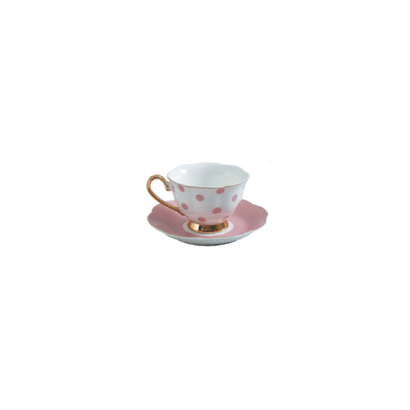 Tasse à thé recamier pois rose