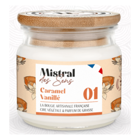 Bougie 150ml caramel vanillé Mistral des sens