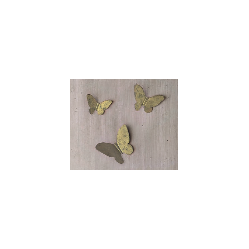 set de 3 papillons métal finition laiton