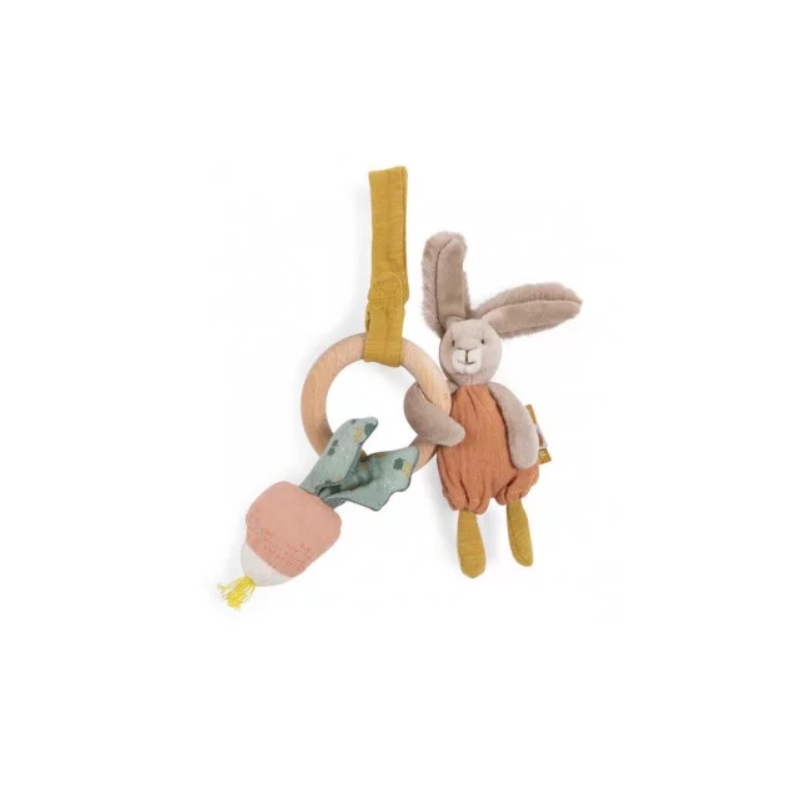 hochet anneau bois lapin trois petits lapins Moulin Roty