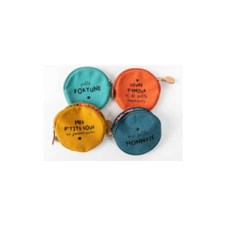 porte monnaie rond coloris et messages assortis Sophie janière