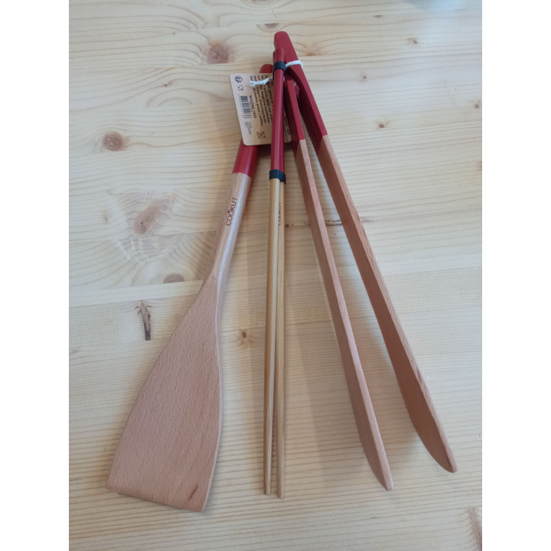 ustensile bois baguette/spatule/pince PASSION cookut