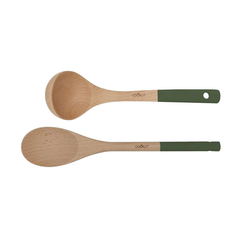 ustensiles louche et cuillere en bois COOKUT fougere