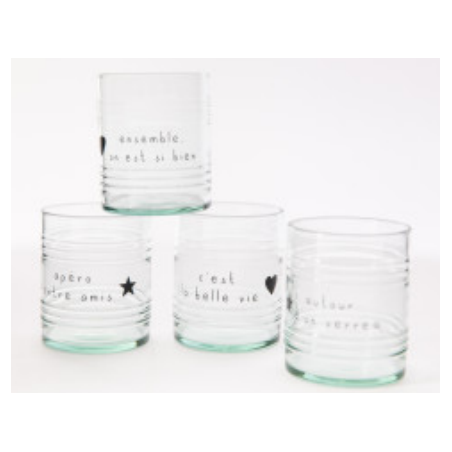 4 Verres noirs 28cl "Apéro entre Amis" Sophie Janière