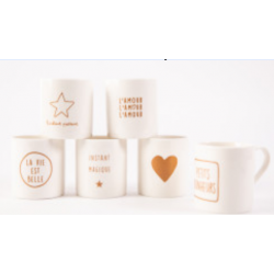 6 mini mugs 15cl "Petits bonheurs" Sophie Janière