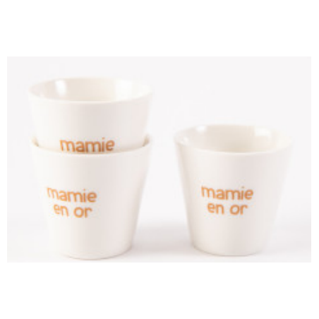 mini gobelet blanc 90ml "Mamie en or" Sophie Janière