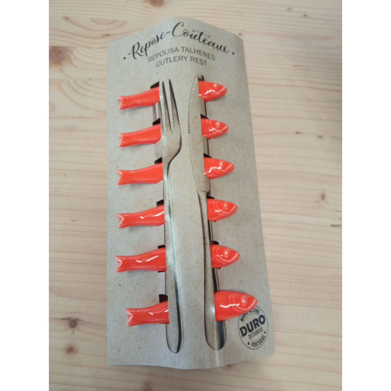 Lot de 6 sardines porte couteaux orange DURO