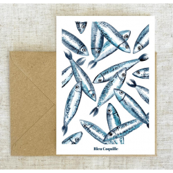 Carte postale Les sardines Bleu coquille