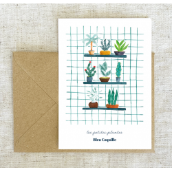 Carte postale Les plantes sur l'étagère Bleu coquille