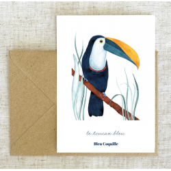 Carte postale Toucan Bleu coquille