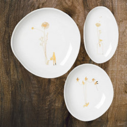Räder ensemble de 3 petites assiettes blanches et dorées