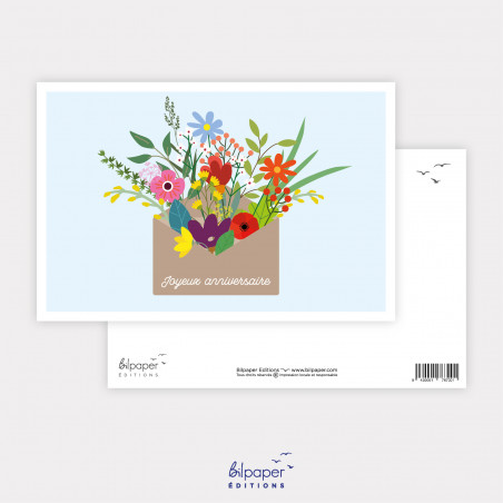 Carte joyeux anniversaire fleurs