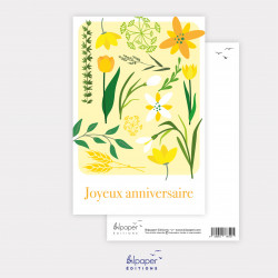 Carte joyeux anniversaire fleurs jaune