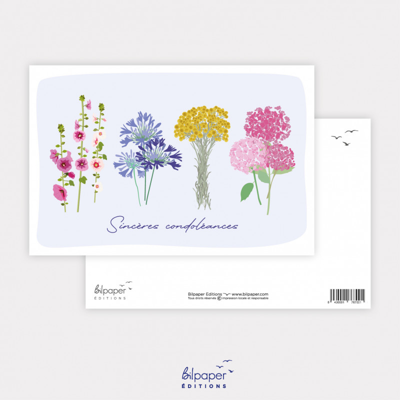 Carte sinceres condoleances fleurs