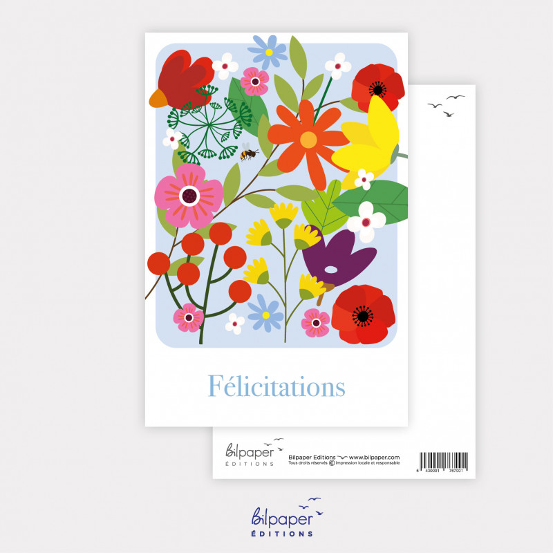 Carte félicitations fleurs