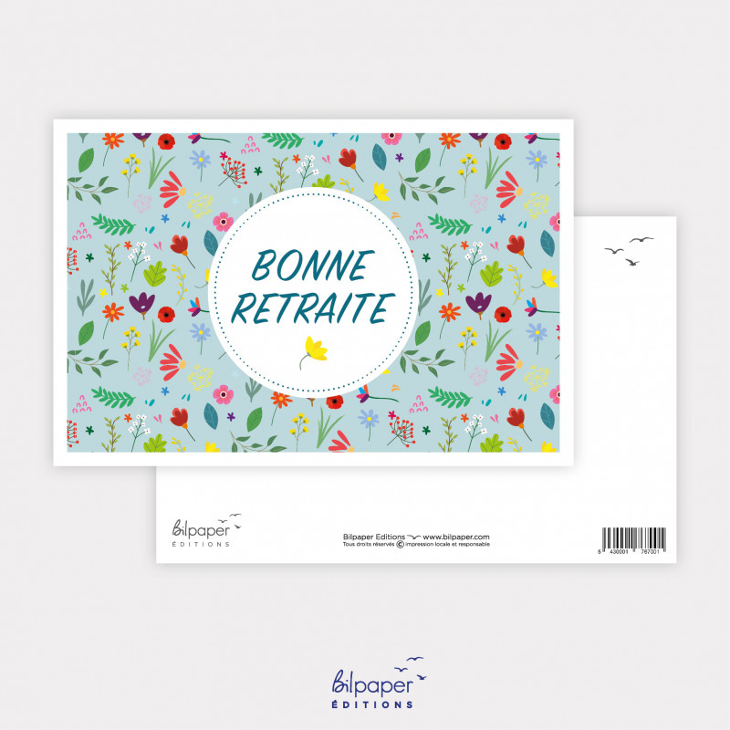 Carte bonne retraite fleurs