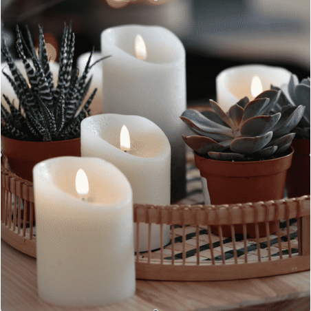 Bougie cire flamme led PM ivoire