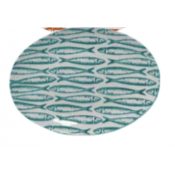 Plat ovale turquoise petites sardines DURO