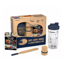Coffret bleu shaker gaufres, crêpes... COOKUT