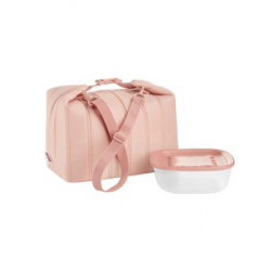 Lot grand sac isotherme avec compartiment fraicheur rose fleur