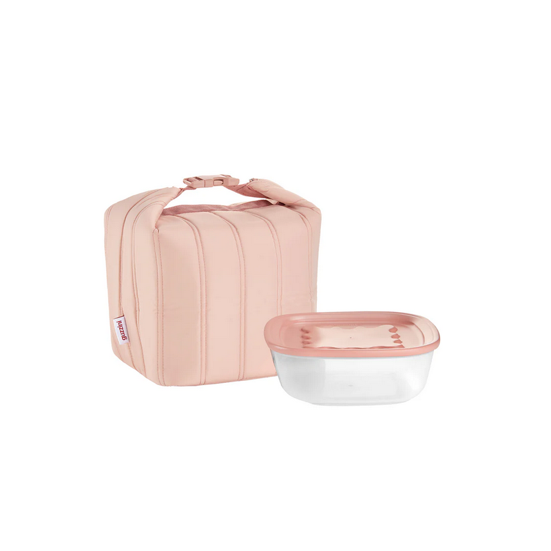 Lot petit sac isotherme avec compartiment fraicheur rose fleur