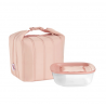 Lot petit sac isotherme avec compartiment fraicheur rose fleur