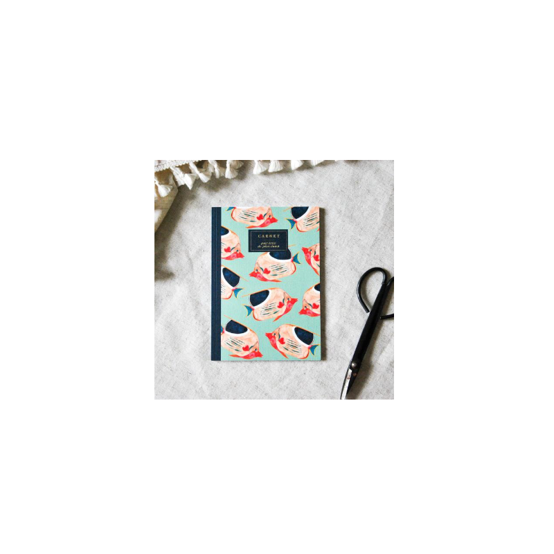 carnet Poisson exotique Grand modèle Bleu coquille