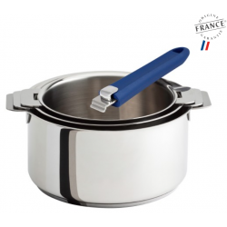 3 CASSEROLES 16-18-20CM MUTINE AMOVIBLE + 1 POIGNEE MUTINE BLEUE CRISTEL