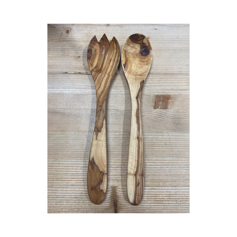 set grands couverts à salade en bois d'Olivier