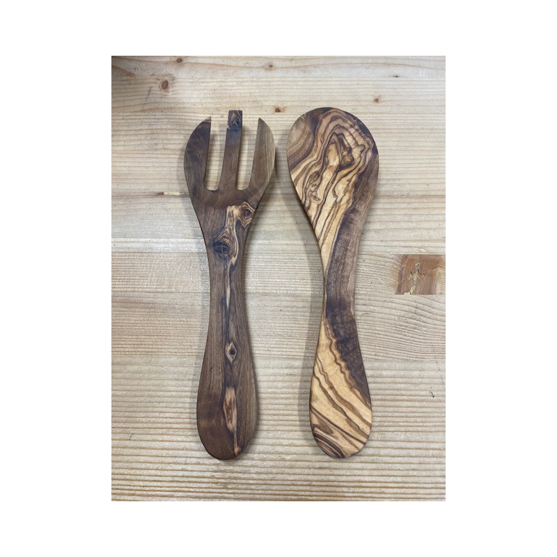 set petits couverts à salade en bois d'Olivier