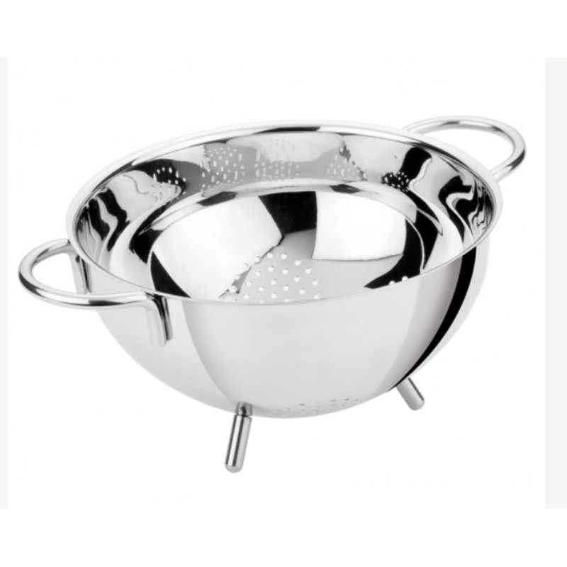 PASSOIRE EGOUTTOIR 24 CM 2 ANSES INOX SUR PIEDS CRISTEL