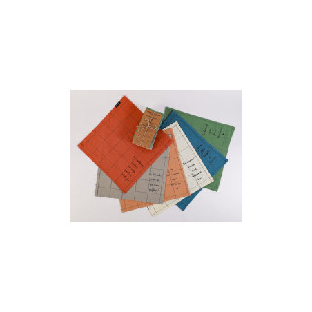 6 serviettes / set de table slub "le bonheur est dans l'assiette"  Sophie janière