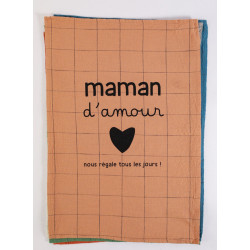 Torchon slub "Maman d'amour" 50*70 cm coloris assortis