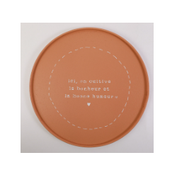 Plateau biscuit rond"Ici on cultive le bonheur" S.Janière