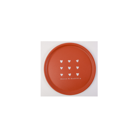 Plateau terre de sienne rond "Maison du bonheur" S.Janière