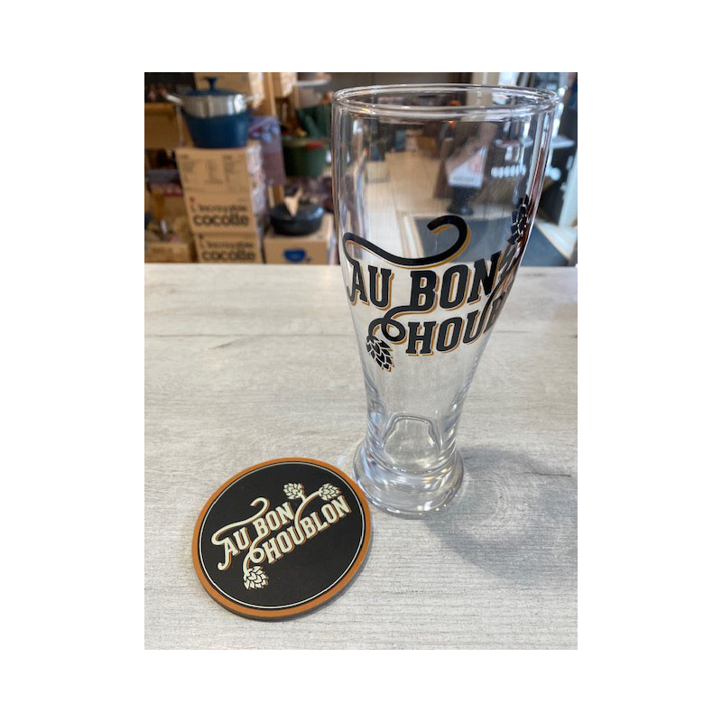 Verre à biere + dessous de verre au bon houblon DLP