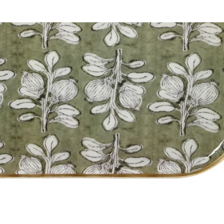 Grand plateau métal Alhambra 30*40 olive, bord doré