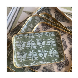 plateau métal Alhambra 15*25 olive, bord doré